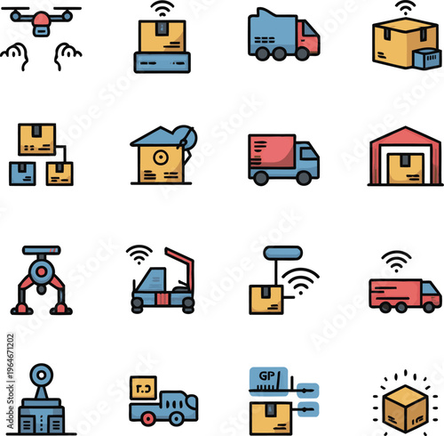 Logistics icons, delivery symbols, shipping vectors, 12 ecommerce graphics