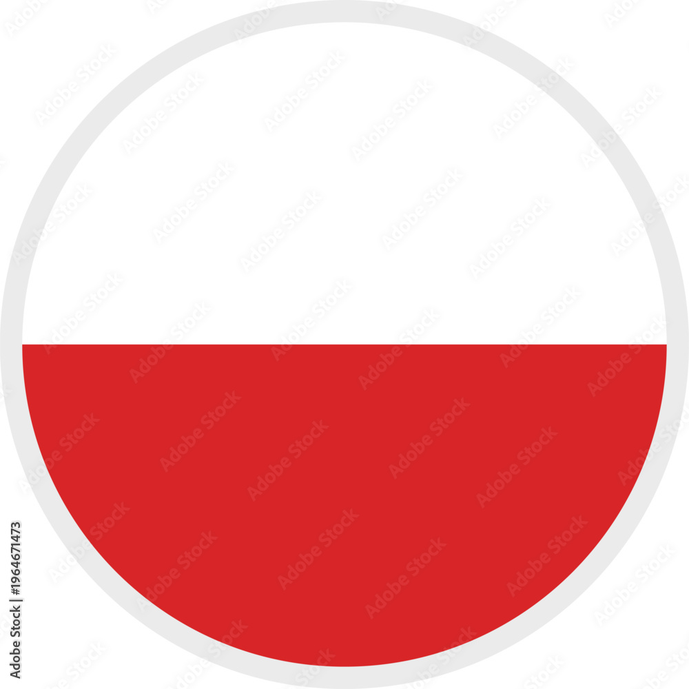 Obraz premium Poland circular flag icon, hand-drawn vector illustration, AI, EPS10, JPG, PNG formats, transparent background, creative colorful design, editable, scalable, modern national symbol