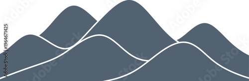 A minimalist vector graphic illustration of a mountain range with a simple design