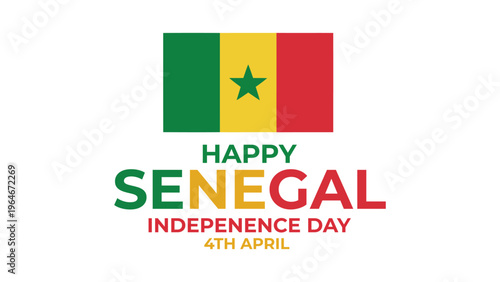 Happy Senegal Independence Day illustration with national flag patriotic celebration african unity culture april 4 holiday concept modern flat vector