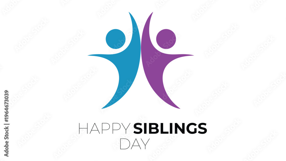 Fototapeta premium Happy Siblings Day illustration with abstract people figures love bonding relationship family unity concept celebration minimal modern flat vector design