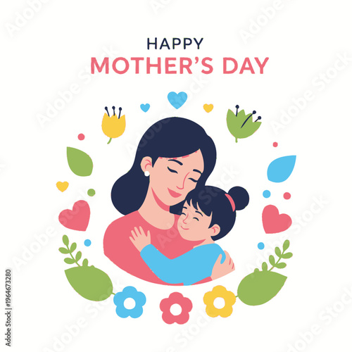 A heartwarming illustration of a mother and daughter embracing for mother s day