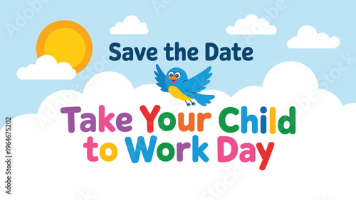 Take Your Child to Work Day illustration with kids workplace learning concept family career awareness education event save the date banner modern flat vector