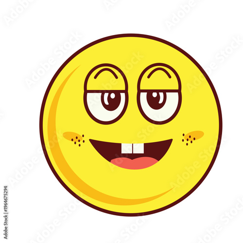Cute Kids Emoji Smirk Face Flat Cartoon Vector Illustration