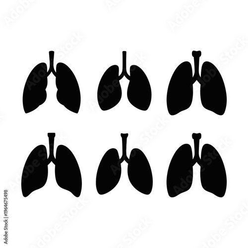 Lung silhouette icons in various abnormal and normal positions