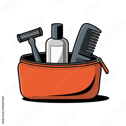 A toiletry bag with shaving kit and accessories for men