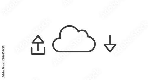 Cloud and upload download icons.