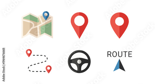 Navigation icons for route planning.