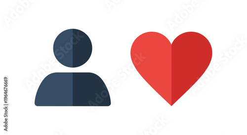 Person with a red heart symbol.