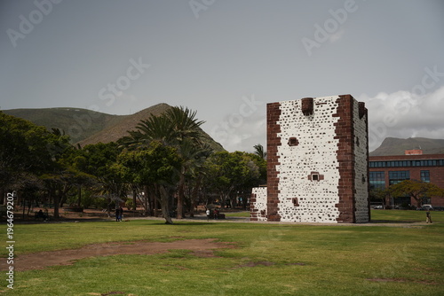 Torre del Conde Tower in San Sebastian La Gomera Canary Islands historic landmark in park Spain travel destination 