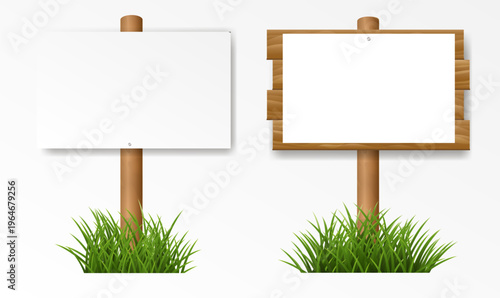 Canvas Print Wooden Sign Set Isolated White Background