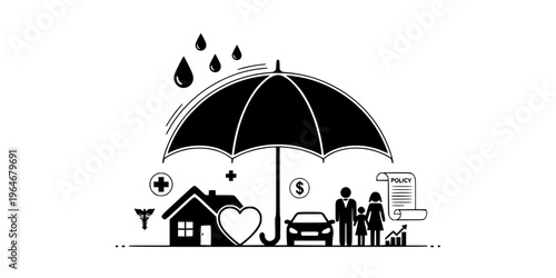 Umbrella Policy Total Coverage Insurance Icon