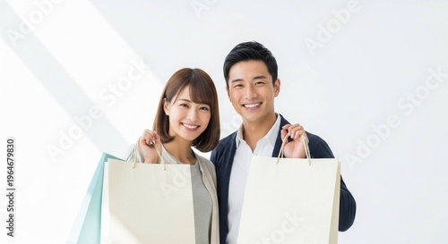 happy couple shopping