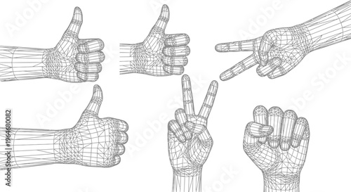 Hands making different gestures with fingers.