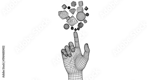 Hand Reaching for Digital Particles.