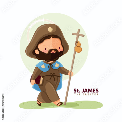 Saint James apostle pilgrim walking with staff
