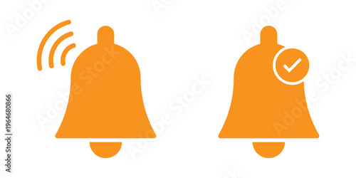 Bell notification icon set. Alarm bell icon set for notification and reminder. Alarm symbol. Reminder icon of ringing bells