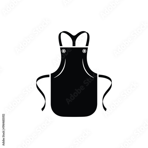 Simple black silhouette of a kitchen or workshop apron on white