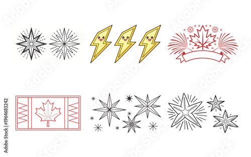 Canadian fireworks and lightning bolt canada lightning bolts stars maple leaf