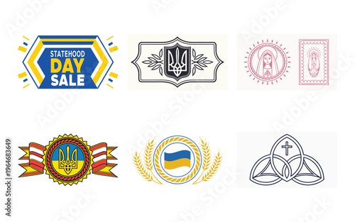 Ukrainian statehood day sale and symbols with christian and national emblems