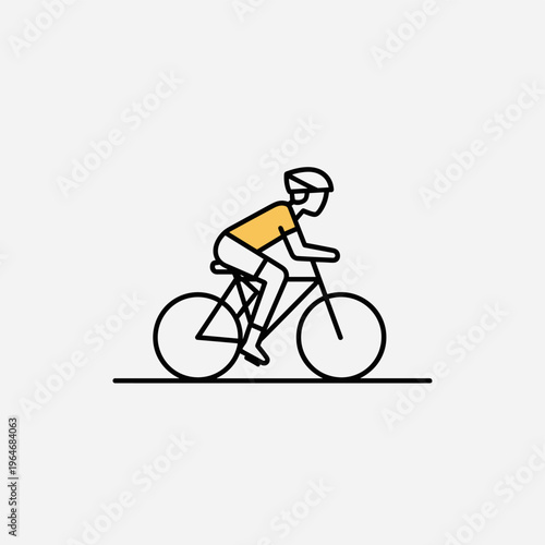 Cycling, cyclist icon, bike rider, sports vector