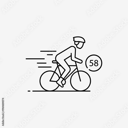 Cycling, bicycle racing, speedster icon, cyclist in motion, bike sport