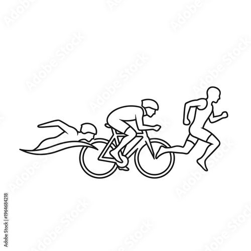 Triathlon icons, athletic vector graphics, sports illustrations, fitness symbols