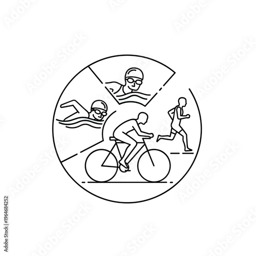 Triathlon icons, athletic symbols, sports signs, cycling, swimming, running