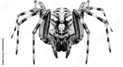 Creepy Spider Halftone Illustration – Scary Arachnid Halloween Concept Isolated on White