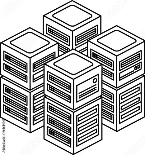 Vector brutal 3d shapes of stacked cubes and rectangular prisms in isometric view
