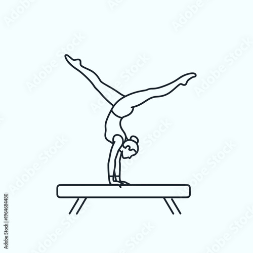 Gymnastics, balance beam, gymnast, sports icon, athletic, fitness symbol