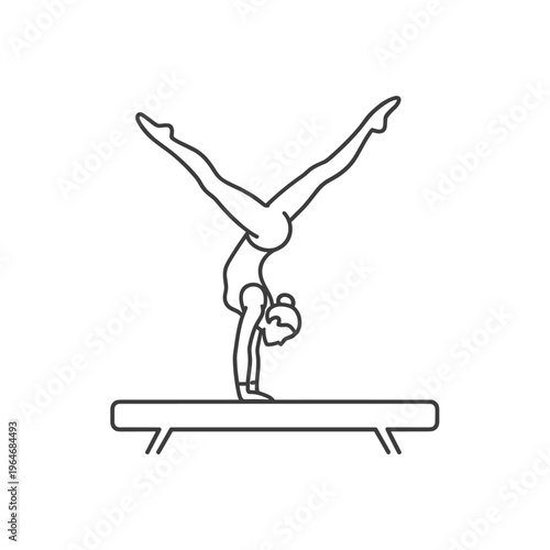 Gymnastics, gymnast, balance beam, sport, fitness, athletic, vector illustration