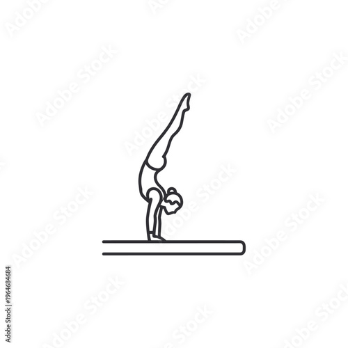 Yoga, gymnastics, fitness icon, handstand vector, athletic symbol