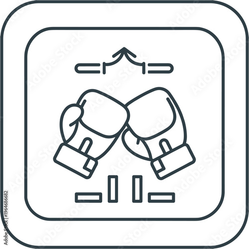 Boxing gloves line icon, minimalist combat sports vector illustration, martial arts sparring equipment symbol for fitness apps