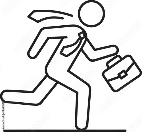 Businessman running with briefcase line icon, professional man in suit rushing to work, corporate career success vector