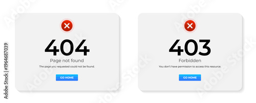 404 Page Not Found and 403 Forbidden Error Message UI Design
