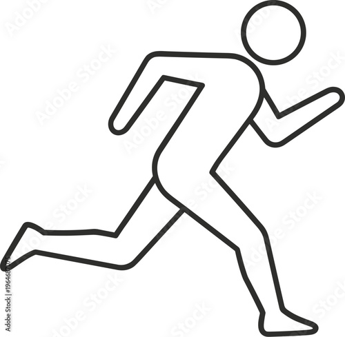 Running man line icon, minimalist athlete sprinting vector, simple black outline of a person jogging for fitness