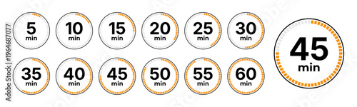 Set of circular timer icons showing minute intervals from 5 to 60
