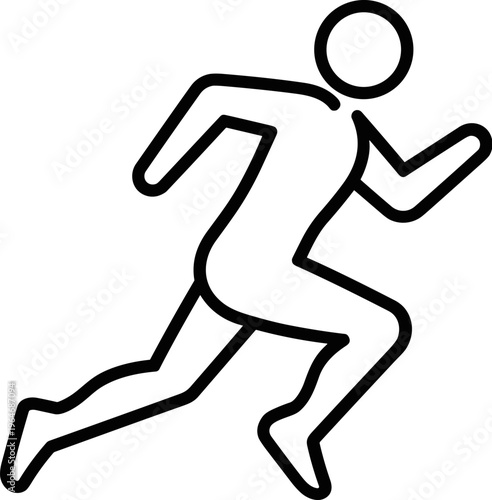 Running man line icon, sprinting athlete silhouette vector, minimalist jogging person symbol for fitness and sports apps