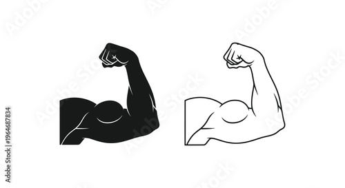 Flexed biceps comparison black and white Vector