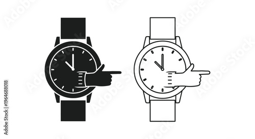 Watches pointing fingers time Vector