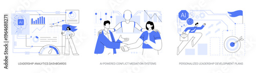 AI-Powered Leadership Insights abstract concept vector illustrations.