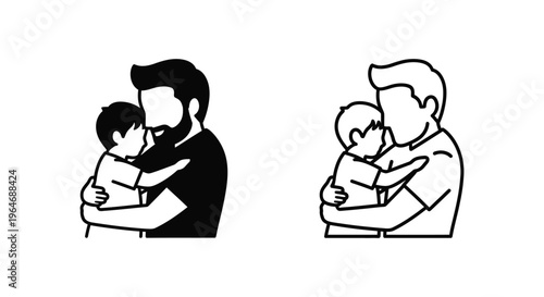 Father and baby hug love family Vector