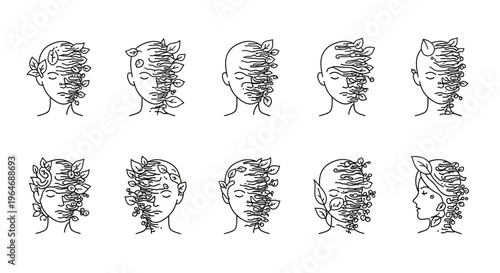 Variety of curly hairstyles for women.