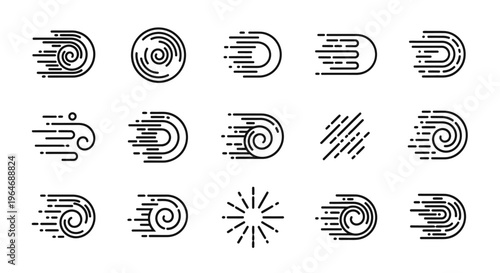 Collection of abstract swirling line icons.