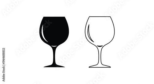 Black and white wine glasses Vector