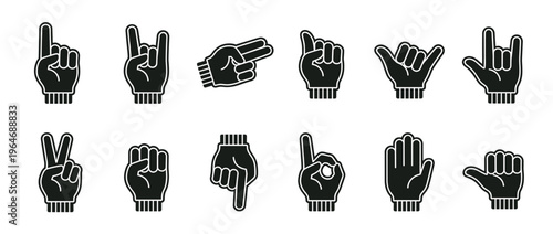 Hand gestures and finger signs collection illustrating diverse human communication symbols, expressions, and non-verbal cues.