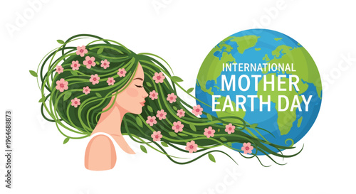 A woman s hair transforms into earth celebrating mother earth day