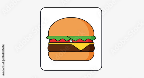 Simple Flat Icon Burger Illustration - Fast Food Meal