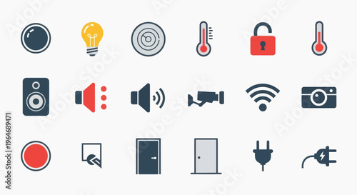 Smart Home Icons Set: Security, Comfort, Connectivity, and Control